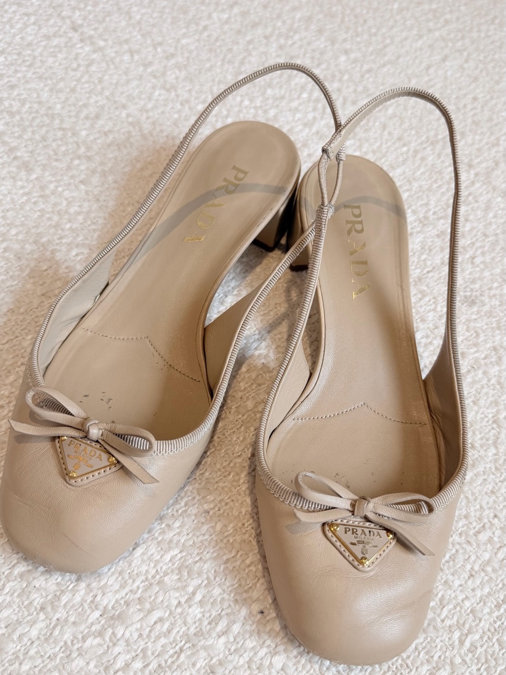 Prada Leather Slingback Pumps – Beige | Size EU 37 / US Women’s 7 | Authentic - Picture 9 of 9